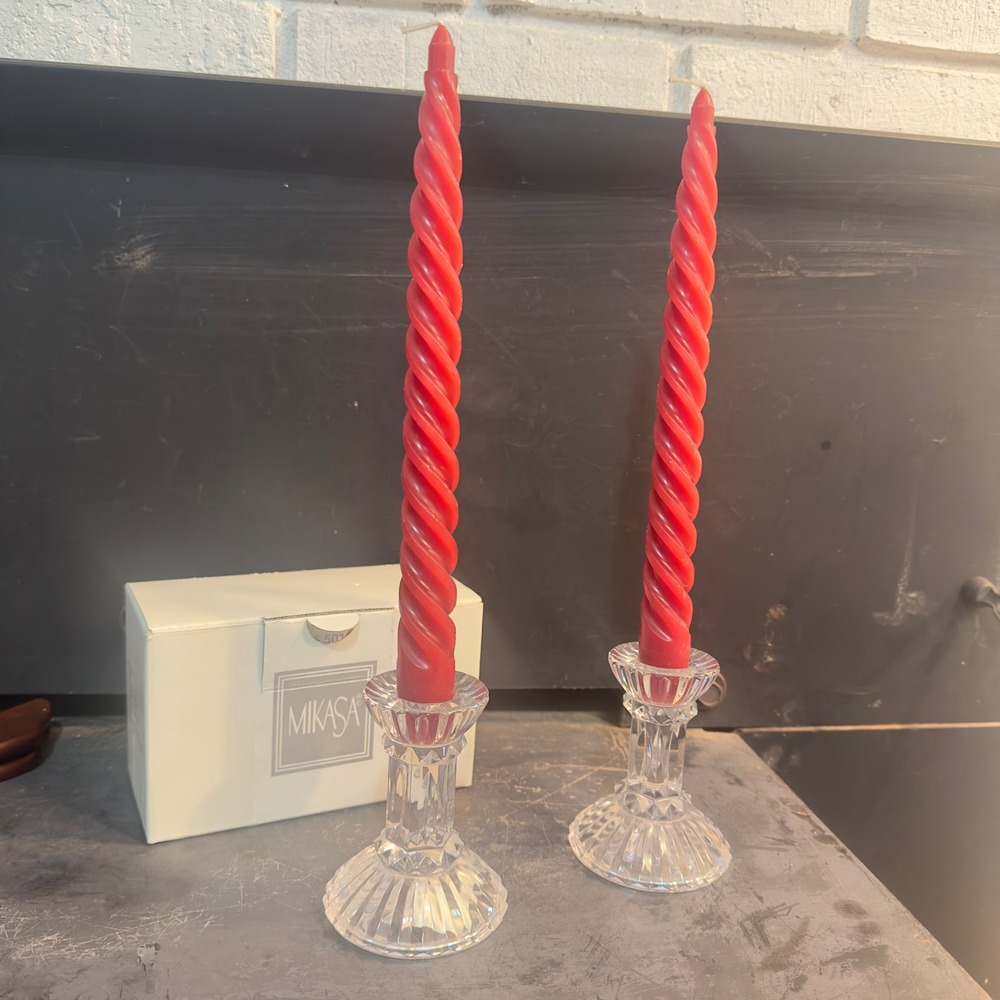 Mikasa Jubilee Crystal Candleholders Pair 3.5 Inch Taper Candle Holders Austria